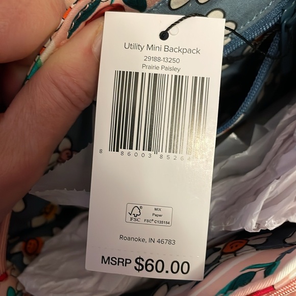 Vera Bradley Pink and Red Floral Mini Backpack - Picture 4 of 4